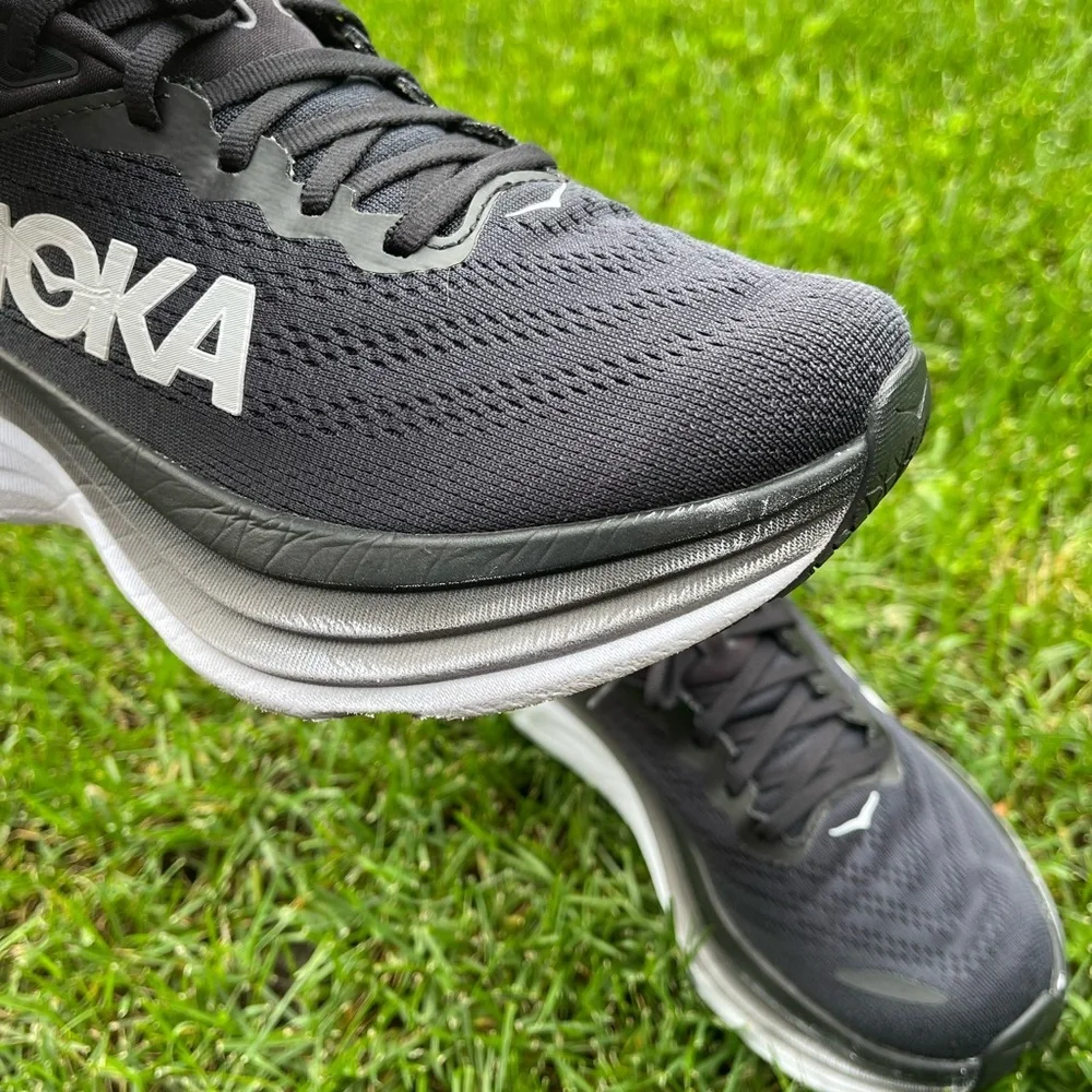 Hoka One One Bondi 8 | Women's Black White Comfort Walking Running Shoes | 8